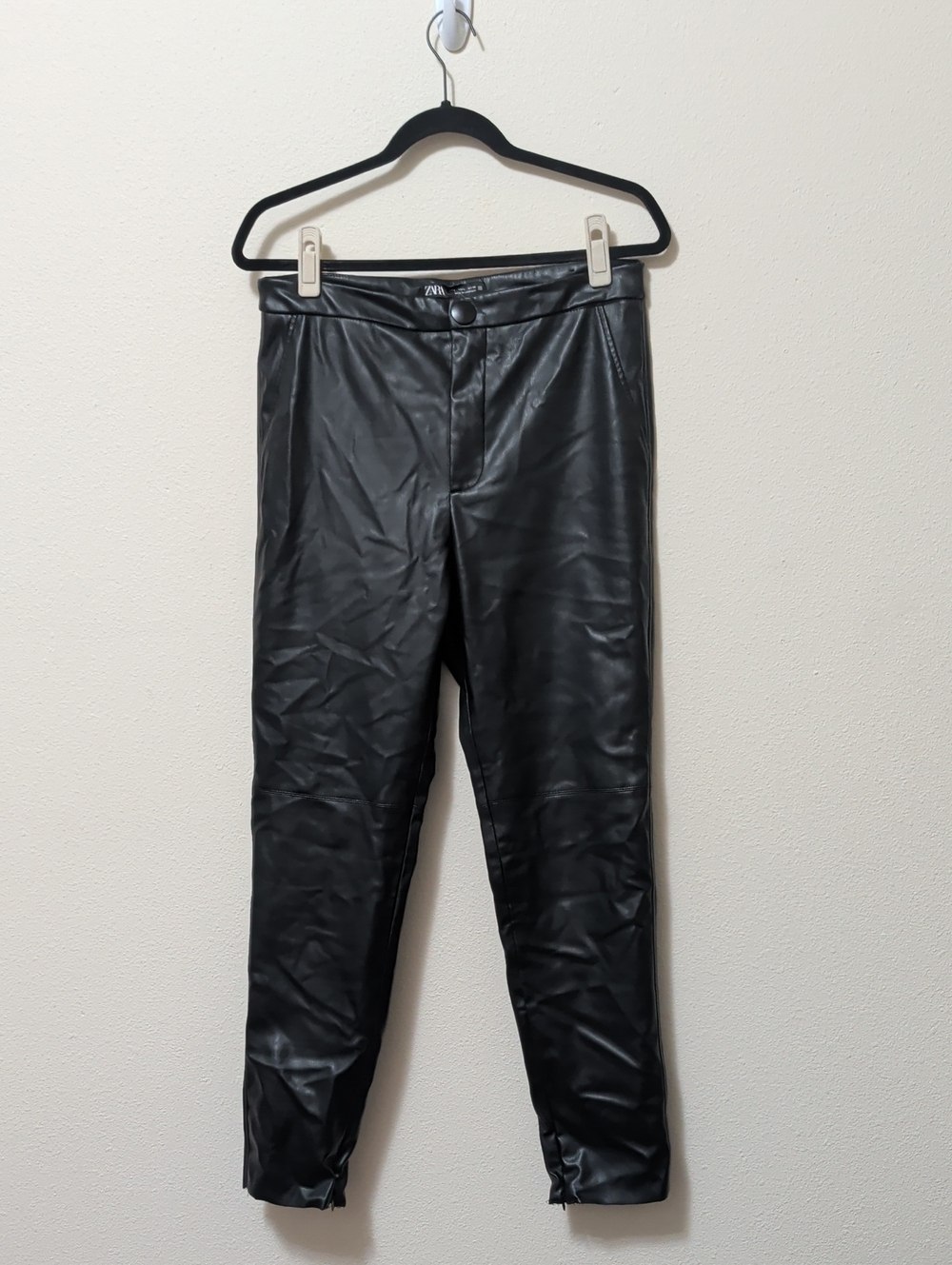 Zara Black Faux Leather Ankle Pants